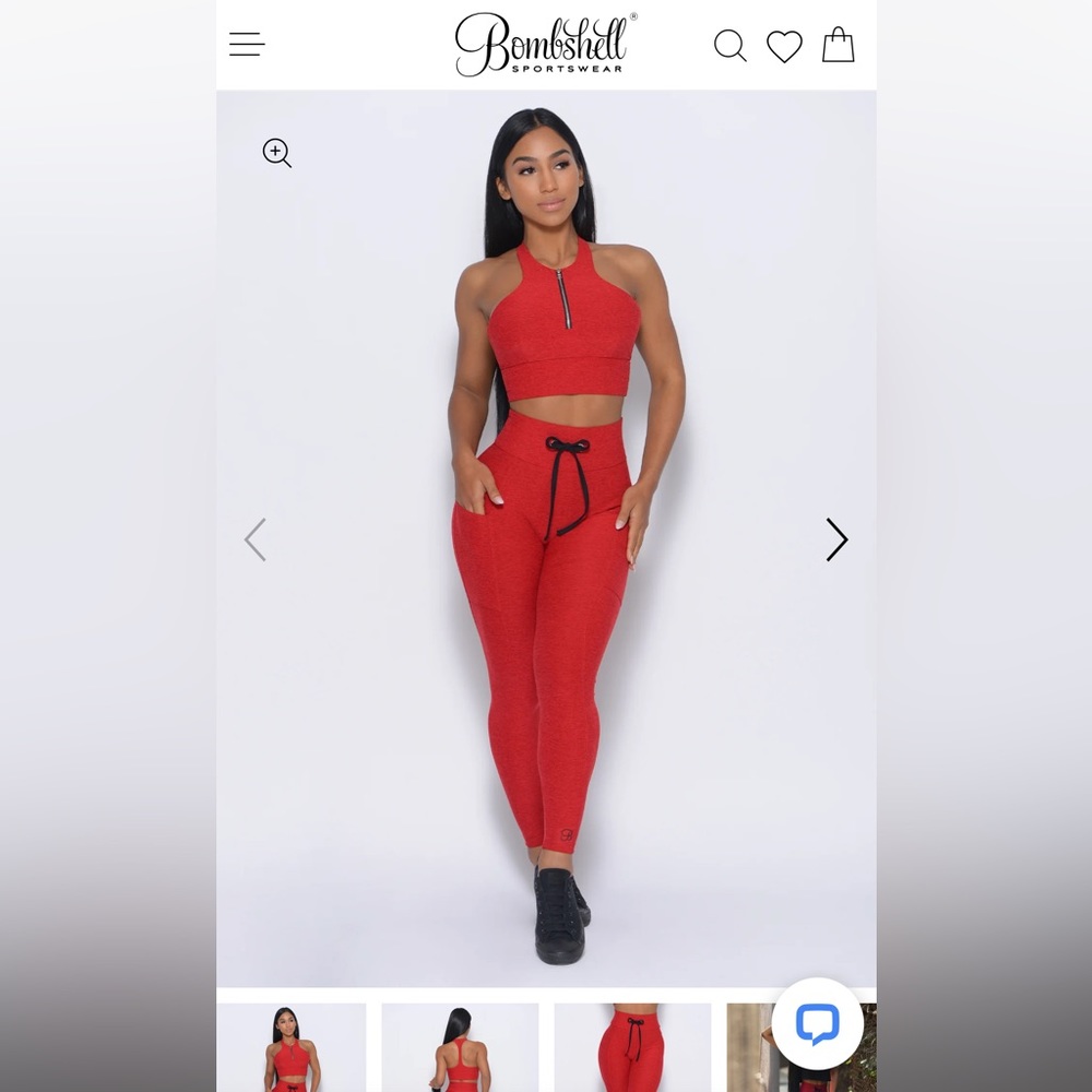 Bombshell Sportswear Red Track Joggers with Black Drawstring